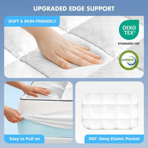 4 Inch Dual-Layer Mattress Topper with Cooling Gel Memory Foam & Pillow Top