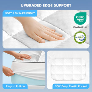 4 Inch Dual-Layer Mattress Topper with Cooling Gel Memory Foam & Pillow Top