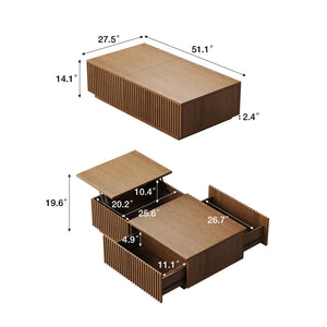 86.61" TV Stand & Lift-Top Coffee Table Set – Brown