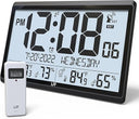 Atomic Digital Wall Clock with Indoor Outdoor Temperature and Humidity