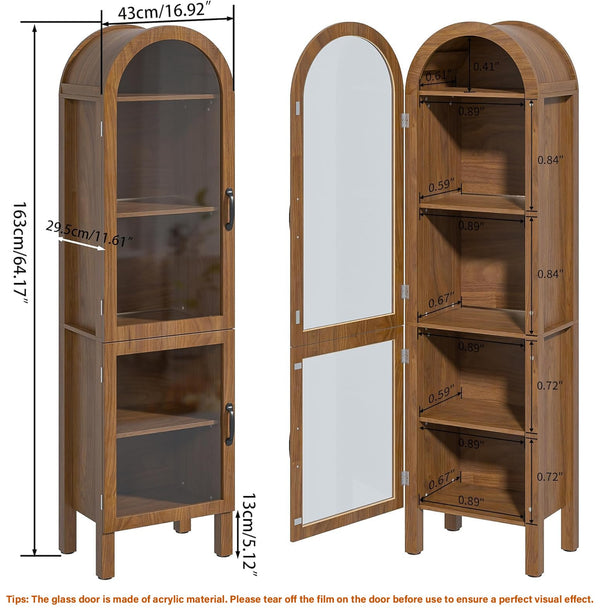 5-Tier Arched Display Cabinet with Acrylic Glass Doors
