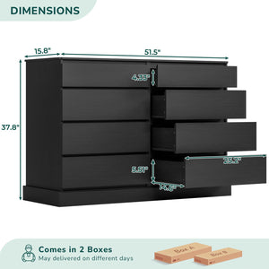 8-Drawer Double Dresser with TV Stand – Engineered Wood Storage Chest