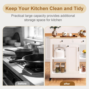 Rolling Kitchen Island Cart with Storage