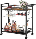 2-Tier Rolling Bar Cart with Wine Rack