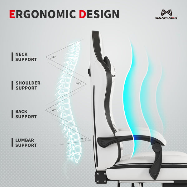 Ergonomic Gaming Chair with Footrest, Headrest & Lumbar Support – 400 lbs Capacity