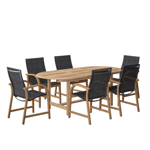 7-Piece Oval Teak Outdoor Dining Set