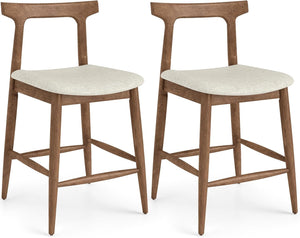 Counter Height Bar Stools Set of 4 – Upholstered Cushioned Seats with Curved Back & Footrest