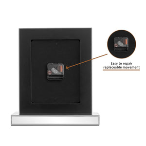 Mirrored Desk Clock with Crystal Accents & Roman Numerals