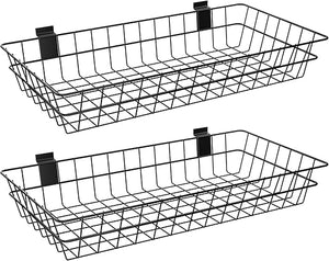 Slatwall Baskets 24" x 12" x 4" – 4 Pack Metal Wire Storage Organizer