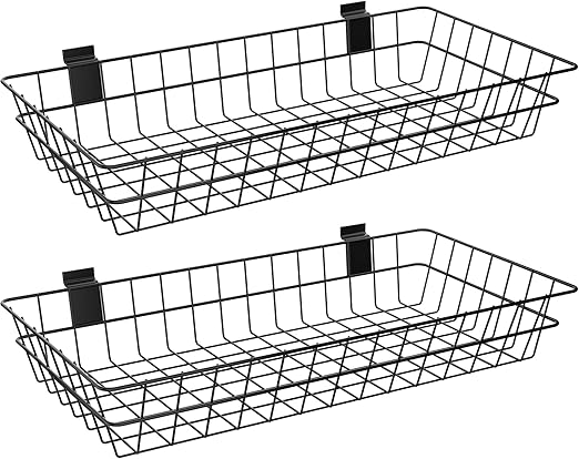 Slatwall Baskets 24" x 12" x 4" – 4 Pack Metal Wire Storage Organizer