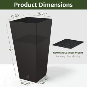 30 Inch Tall Outdoor Indoor Planter – Weather Resistant with Drainage Holes
