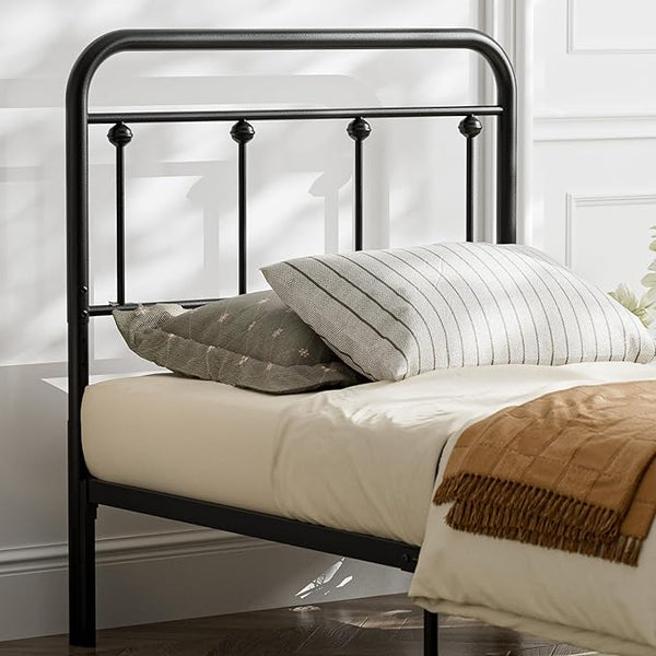 Queen Size Metal Farmhouse Headboard – Adjustable Height, Black
