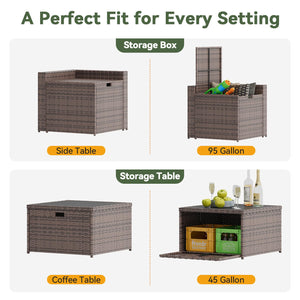 8-Piece Outdoor Patio Sectional Sofa Set with Storage Table