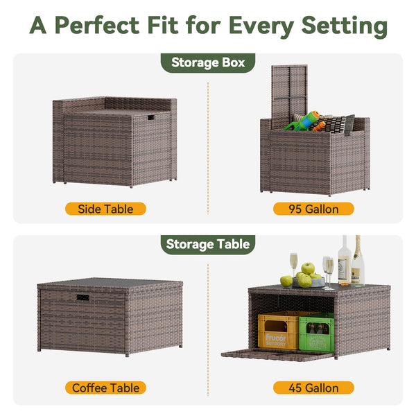 8-Piece Outdoor Patio Sectional Sofa Set with Storage Table