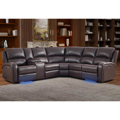 Power Reclining Sectional Sofa with LED Light & Storage Console