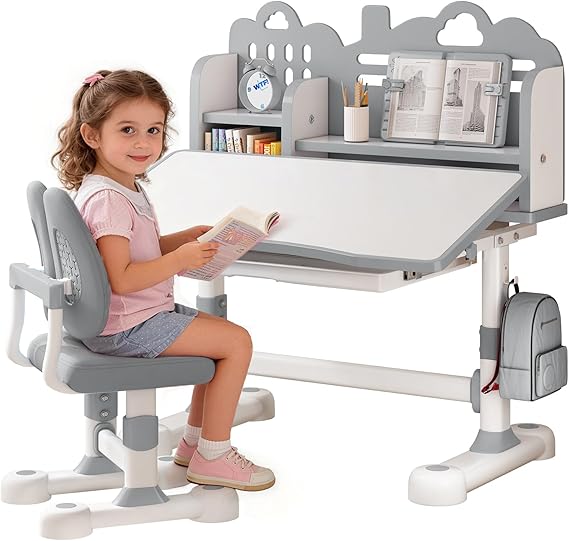 Kids Height-Adjustable Desk and Chair Set