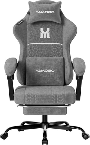 Gaming Chair with Footrest, Lumbar Support & Headrest Massage