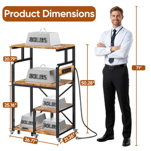4-Tier Rolling Printer Stand with Power Outlets