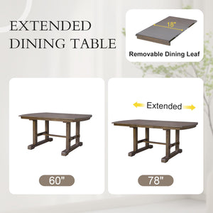 6-Piece Extendable Dining Table Set with Chairs and Bench