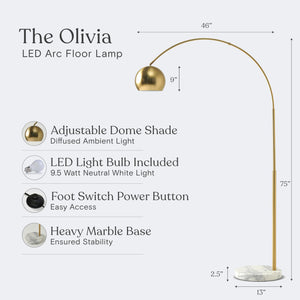 Arc Floor Lamp with Marble Base and Globe Shade