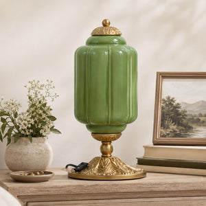 Milk Glass Touch Table Lamp with 3-Way Dimmable Lighting & USB Charging Ports