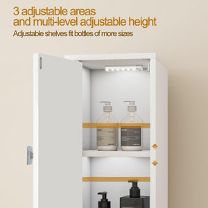 Tall Narrow Storage Cabinet with Lights & Adjustable Shelves