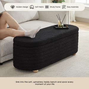 Storage Ottoman Bench with Hidden Storage & Safety Hinge