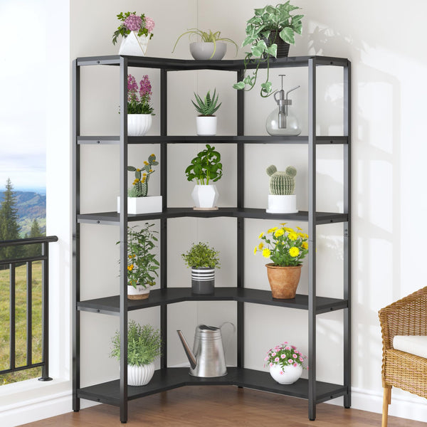 L-Shaped 5-Tier Corner Bookshelf