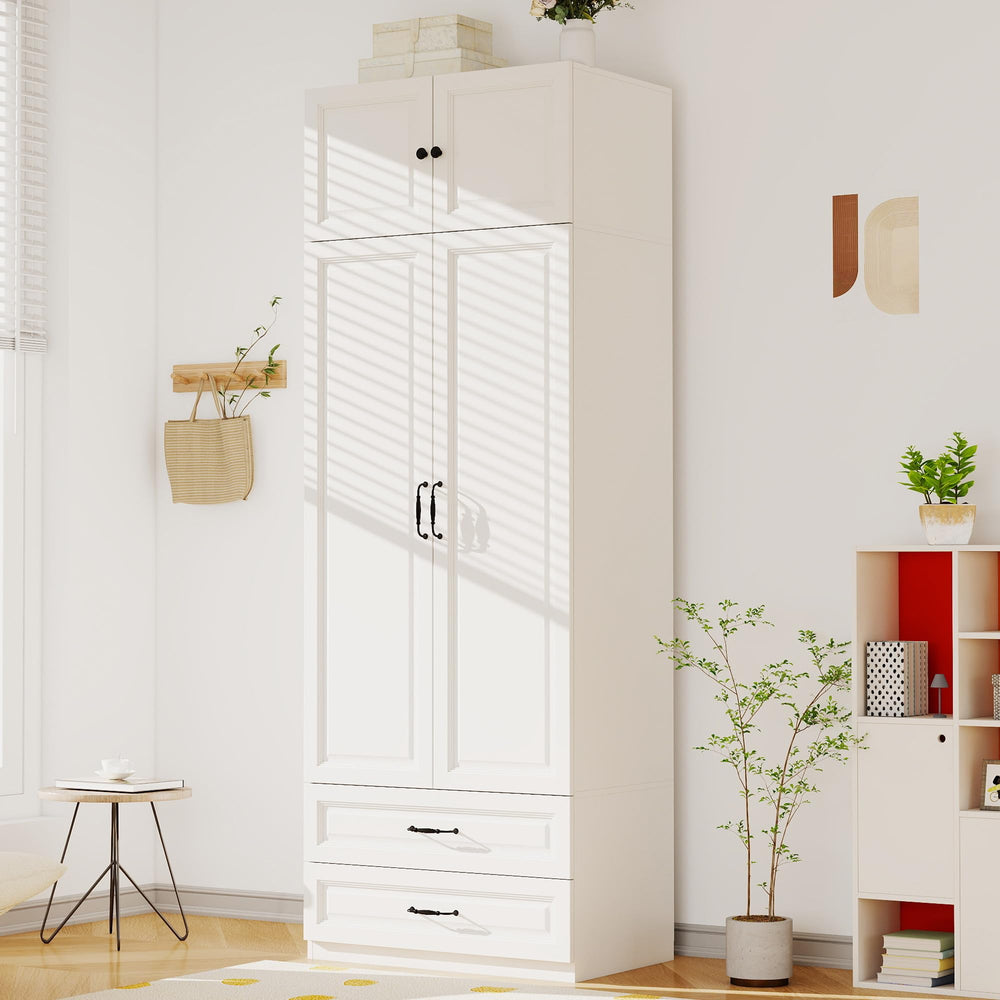 Armoire Wardrobe with Drawers & Hanging Rod
