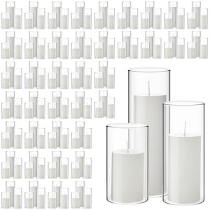 Glass Cylinder Vases and Pillar Candles Set