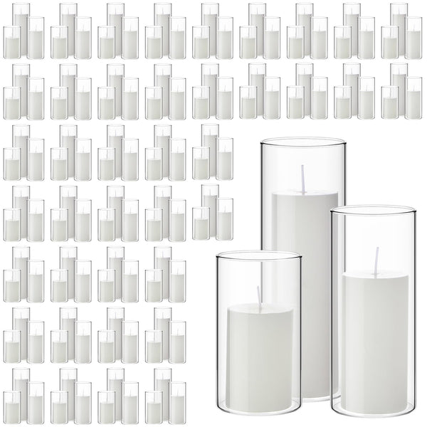 Glass Cylinder Vases and Pillar Candles Set