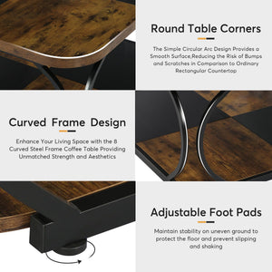 Square Two-Tier Coffee Table with Metal Frame