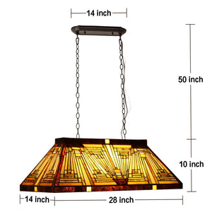 Tiffany Style Pool Table Pendant Light – 3-Light 28" Wide