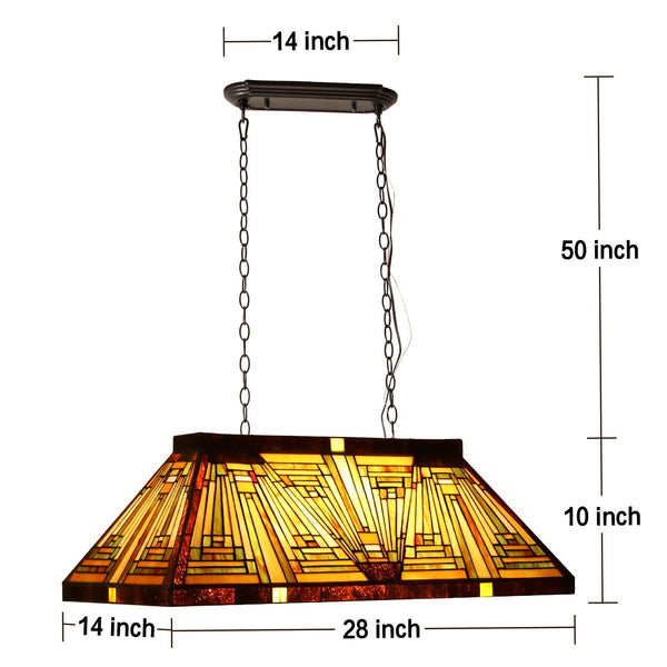 Tiffany Style Pool Table Pendant Light – 3-Light 28" Wide