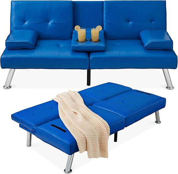 Convertible Futon Sofa Bed with Removable Armrests