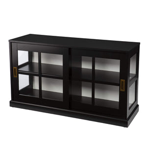 Black Curio Cabinet with Sliding Glass Doors
