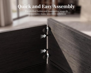 56" Storage Coffee Table with 4 Drawers | Solid Wood, Black Oak
