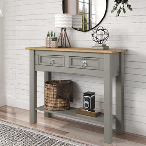 Solid Wood Console Table with 2 Drawers – Farmhouse Entryway Hall Table