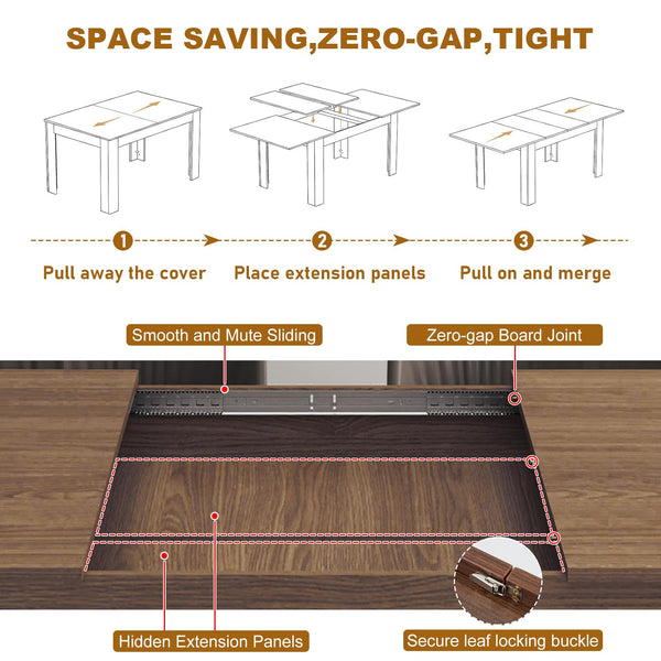 Extendable Dining Table for 6–12 People | Engineered Wood | Walnut & Oak