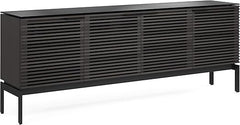 79" Modern TV Stand with Soundbar Shelf, Tempered Glass Top & Cable Management – Fits TVs up to 80"
