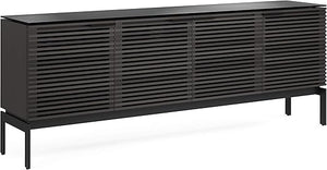 79" Modern TV Stand with Soundbar Shelf, Tempered Glass Top & Cable Management – Fits TVs up to 80"