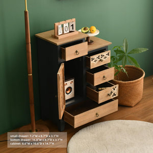 Carved Wood Accent Cabinet with 5 Drawers