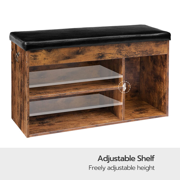 Shoe Storage Bench with Cushion & Lift-Top Hidden Storage