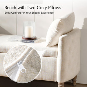 59" Storage Bench with Flip-Top & Throw Pillows