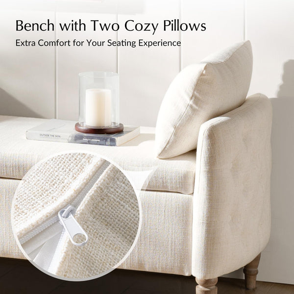 59" Storage Bench with Flip-Top & Throw Pillows