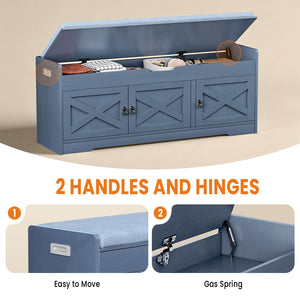Farmhouse Shoe Storage Bench with Cushion & Lift Top