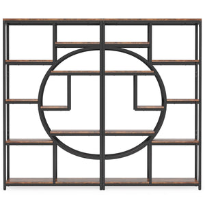 Industrial 5-Tier Etagere Bookcase with 9 Open Shelves, 2-Pack