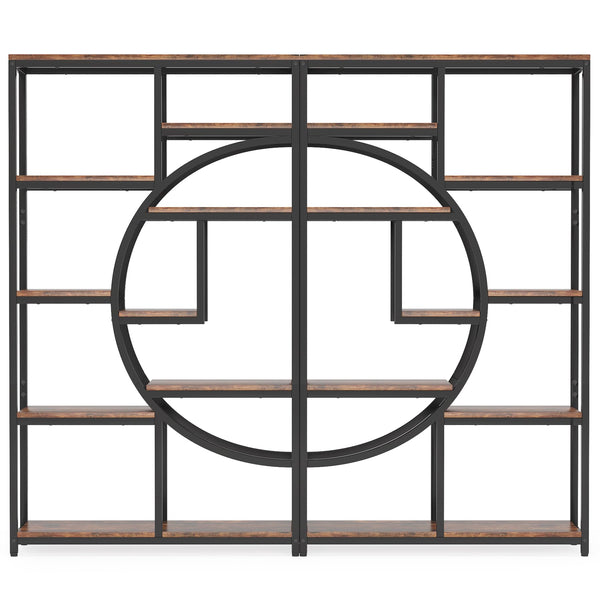 Industrial 5-Tier Etagere Bookcase with 9 Open Shelves, 2-Pack