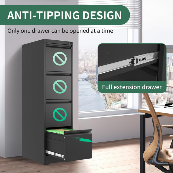 Metal Filing Cabinet with Lock – 2, 3, 4 & 5 Drawer Options