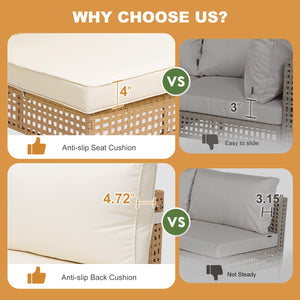 Modular Outdoor Wicker Sectional Sofa Set with Coffee Table